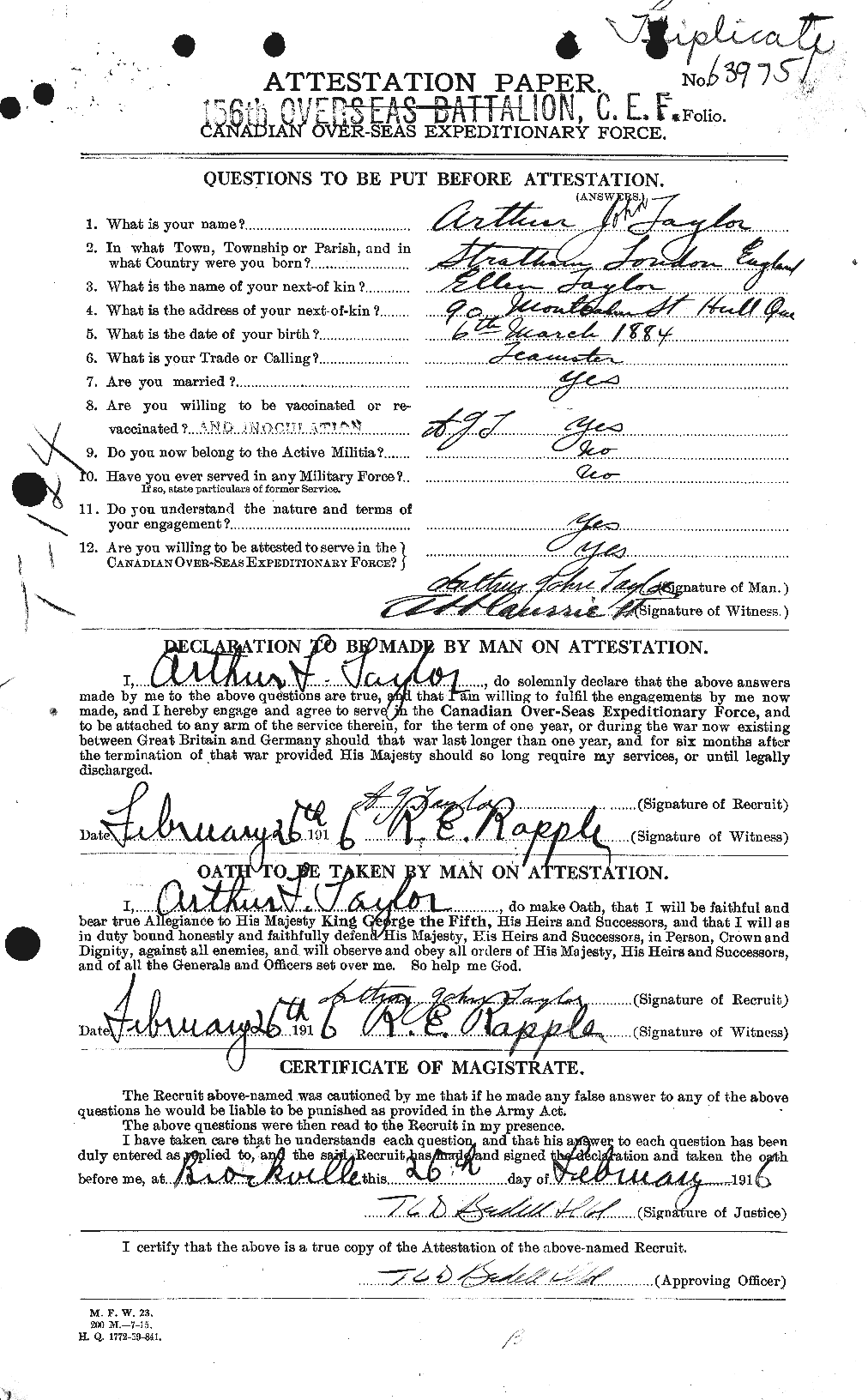 Personnel Records of the First World War - CEF 626733a