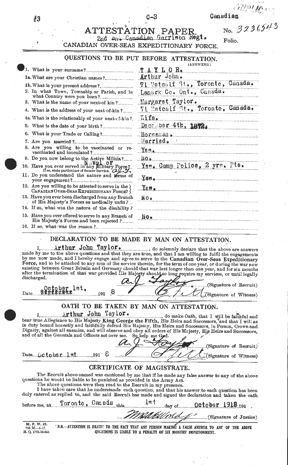 Personnel Records of the First World War - CEF 626734a