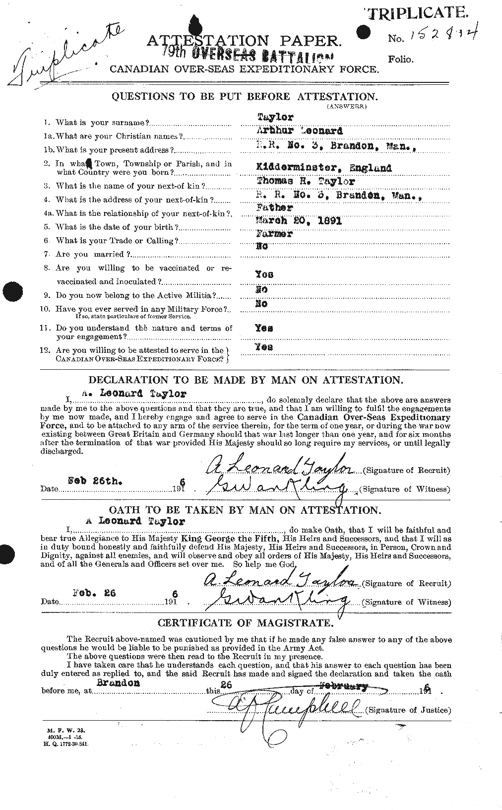 Personnel Records of the First World War - CEF 626736a