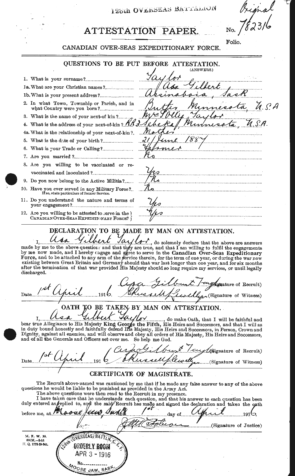 Personnel Records of the First World War - CEF 626752a