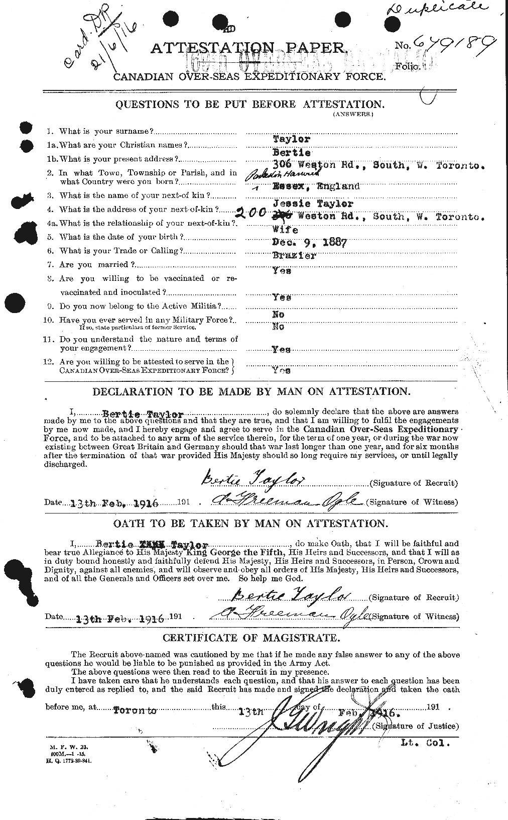 Personnel Records of the First World War - CEF 626768a