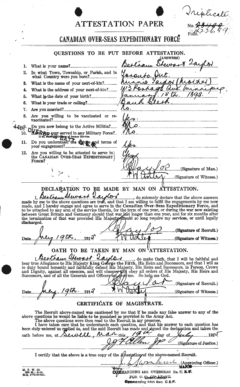 Personnel Records of the First World War - CEF 626773a