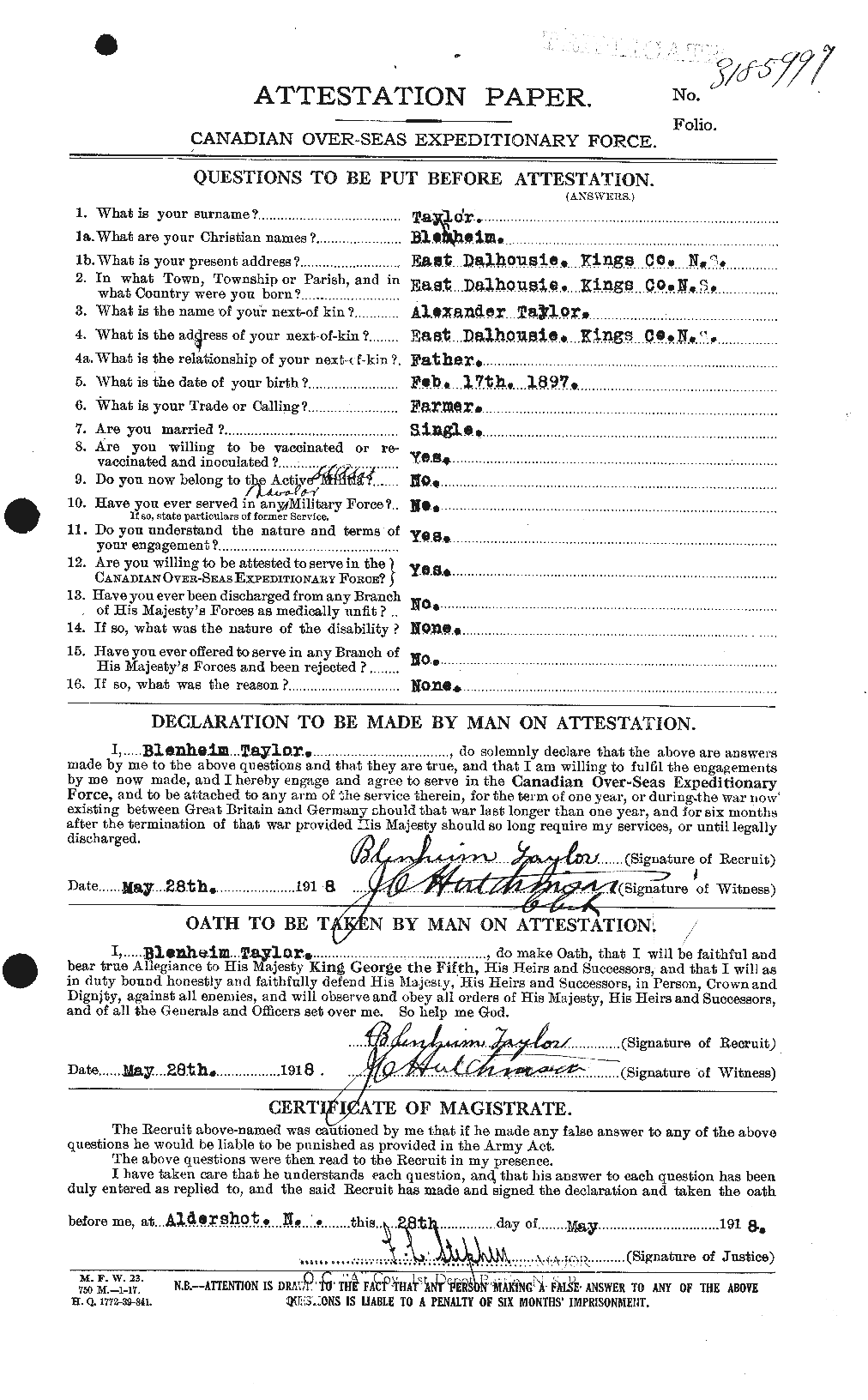 Personnel Records of the First World War - CEF 626776a