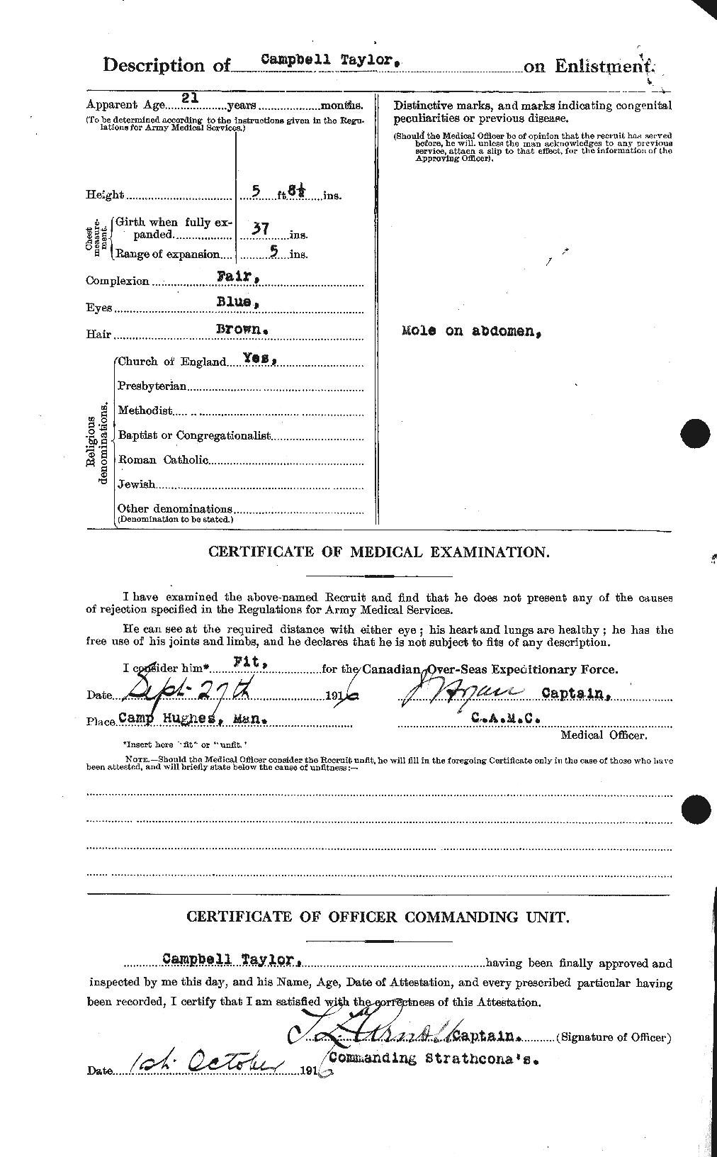 Dossiers du Personnel de la Première Guerre mondiale - CEC 626782b