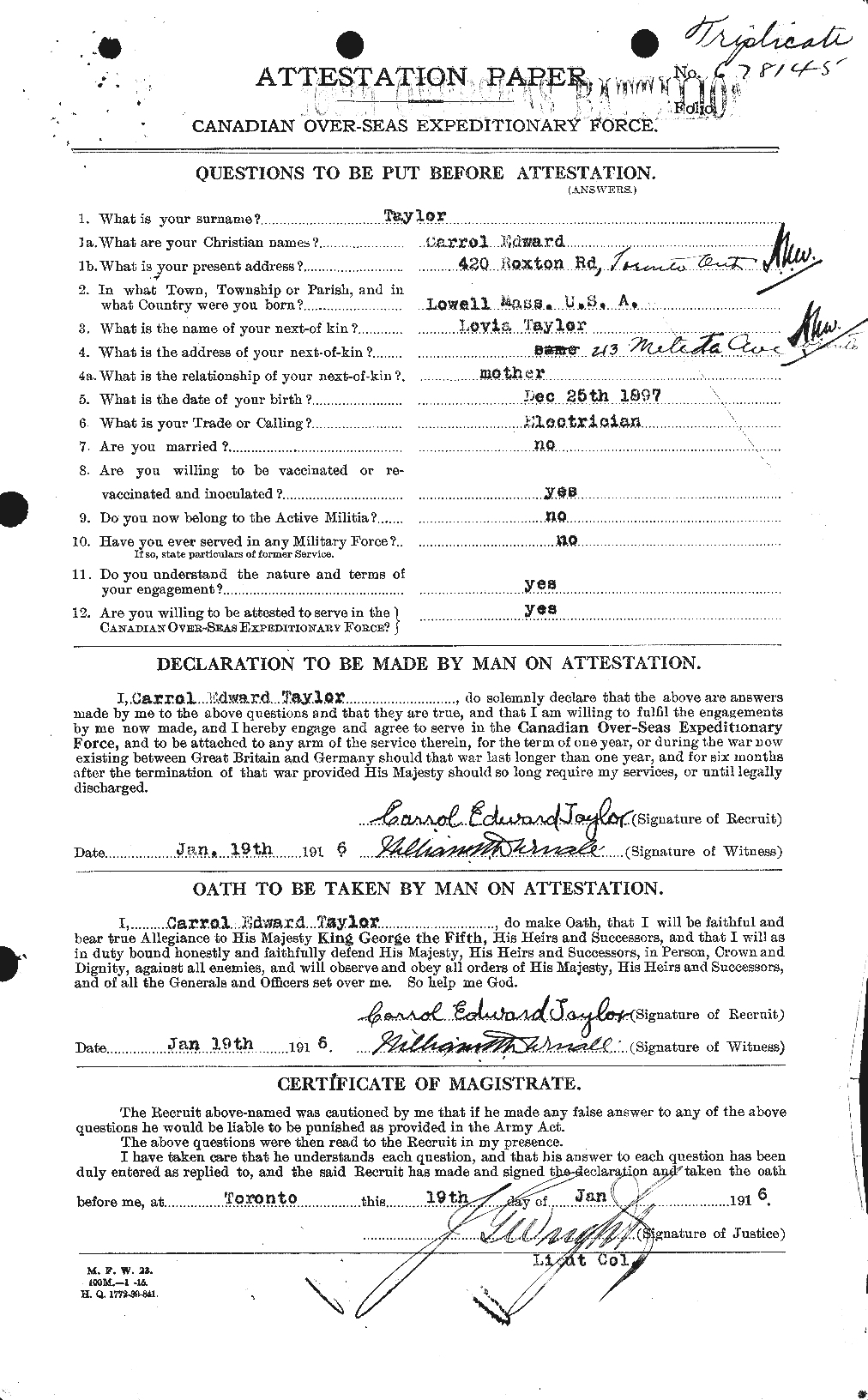 Personnel Records of the First World War - CEF 626787a