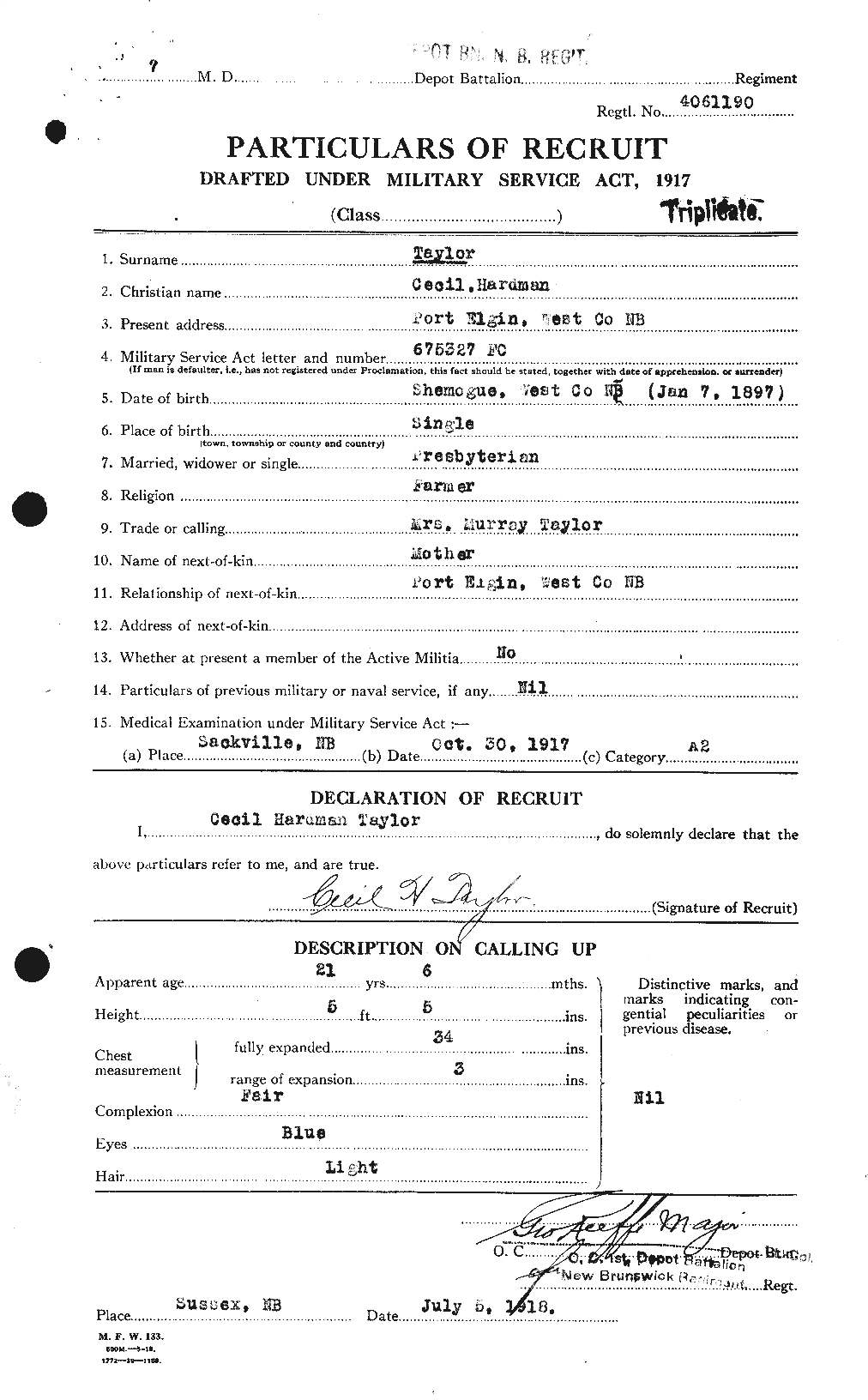 Personnel Records of the First World War - CEF 626789a