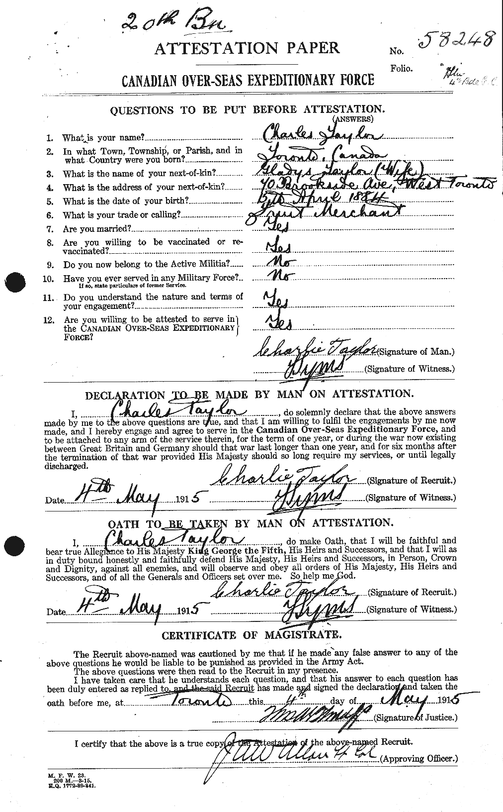 Personnel Records of the First World War - CEF 626809a