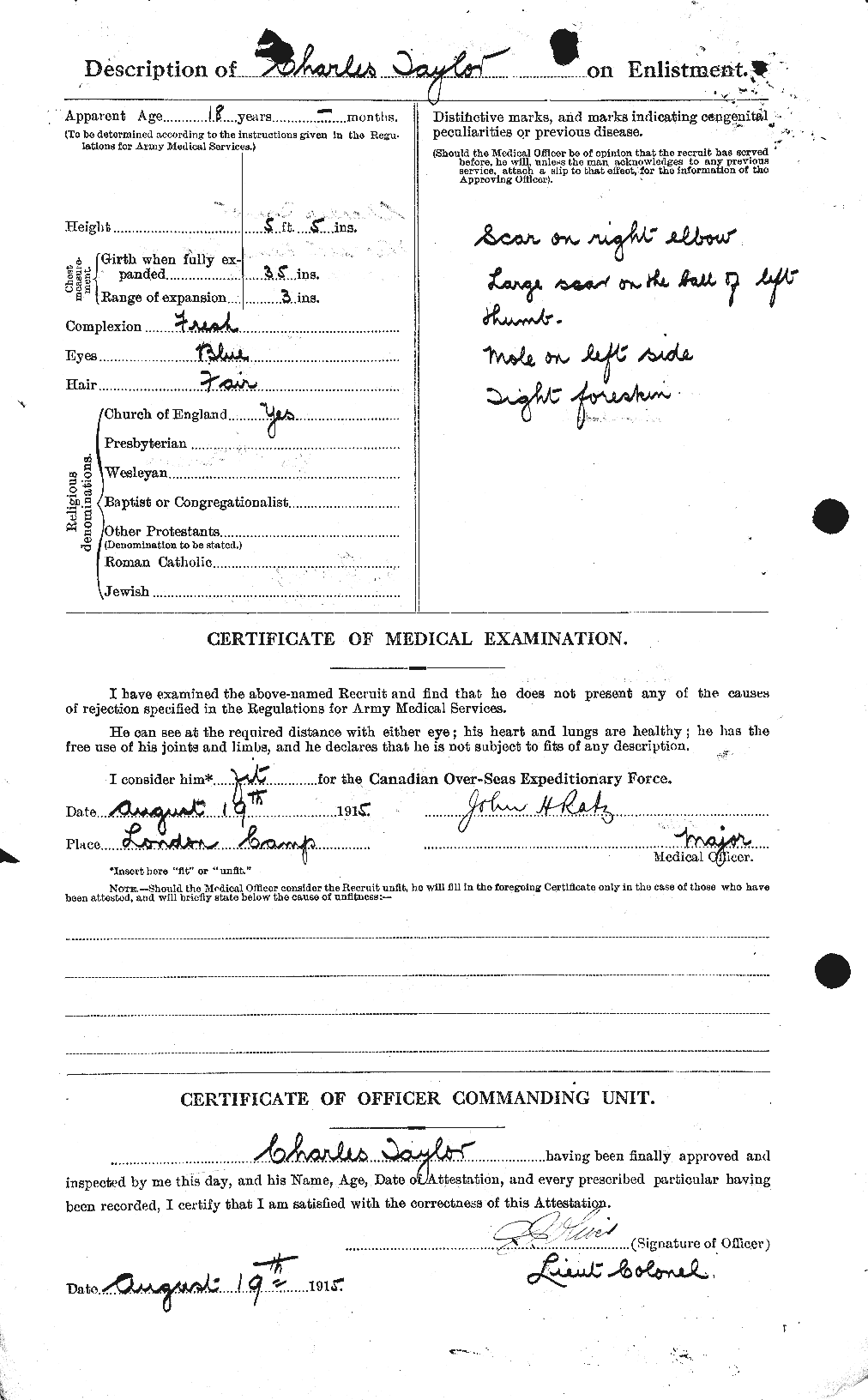 Dossiers du Personnel de la Première Guerre mondiale - CEC 626811b