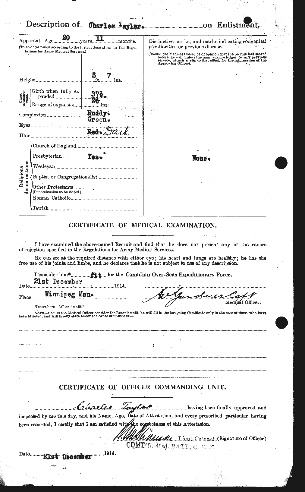 Dossiers du Personnel de la Première Guerre mondiale - CEC 626816b