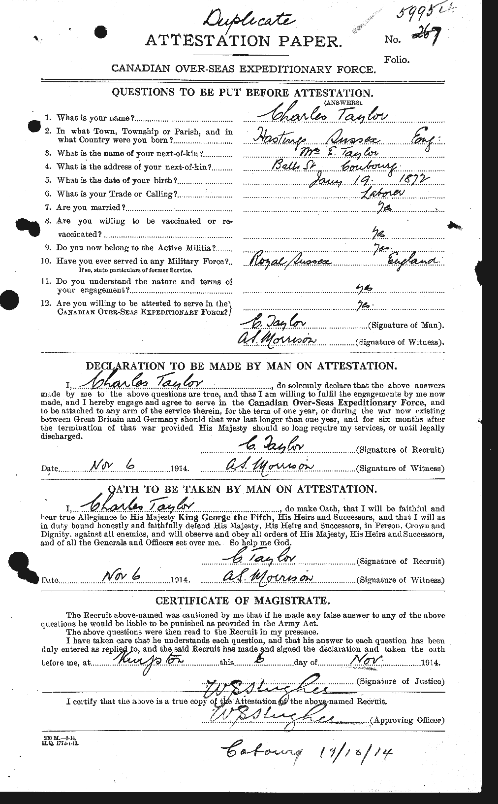 Personnel Records of the First World War - CEF 626824a