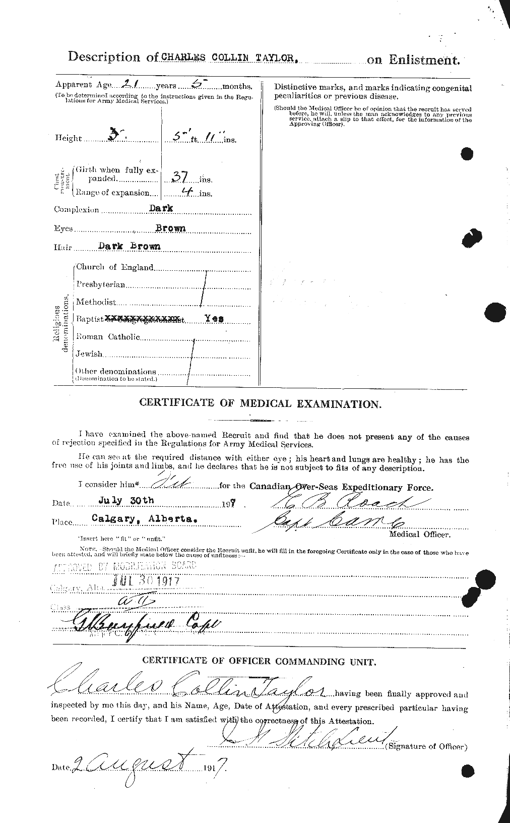 Dossiers du Personnel de la Première Guerre mondiale - CEC 626834b