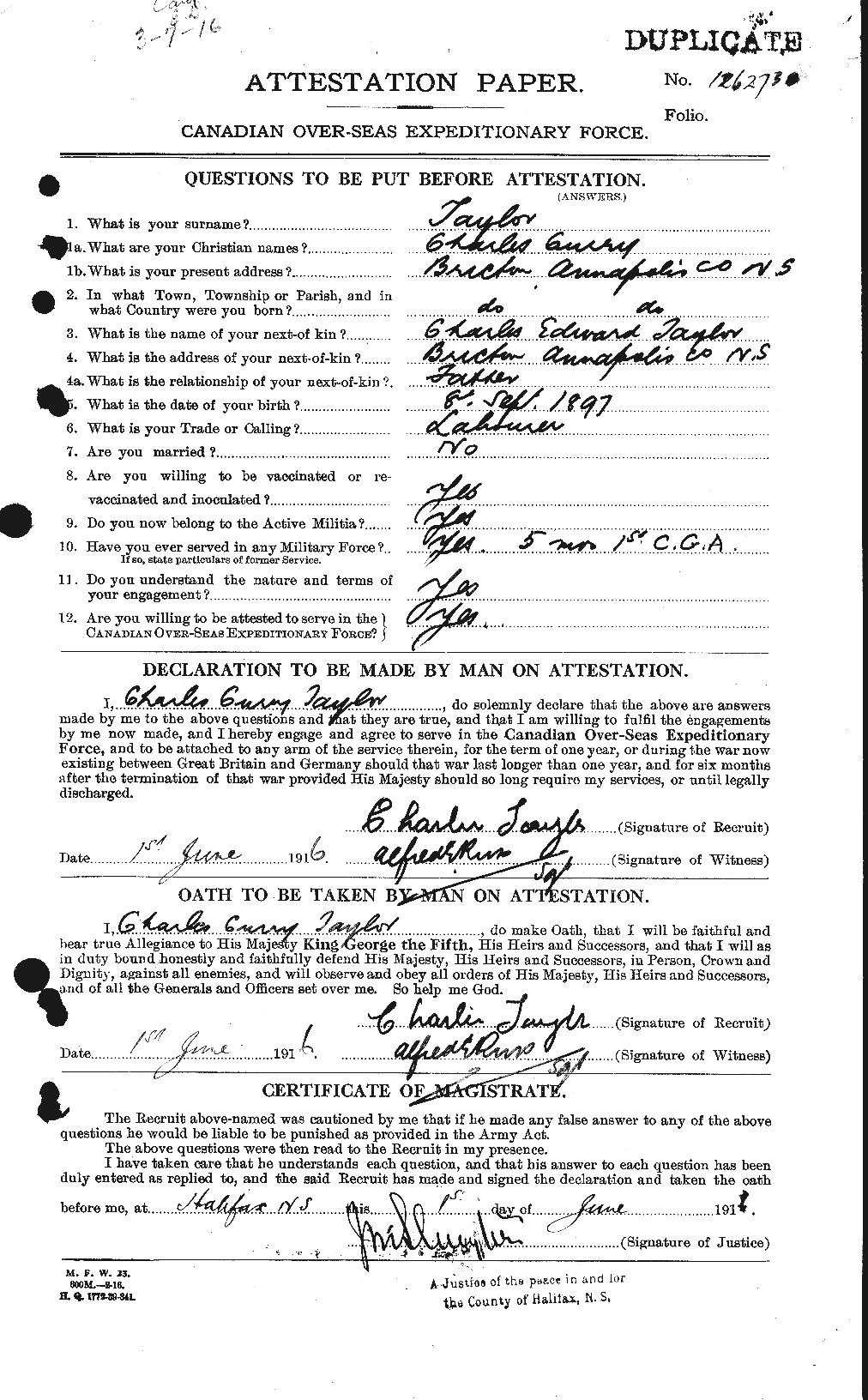 Personnel Records of the First World War - CEF 626836a