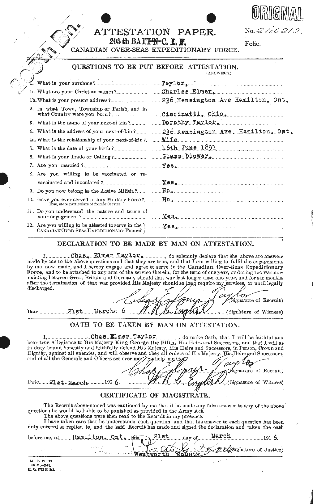 Personnel Records of the First World War - CEF 626839a