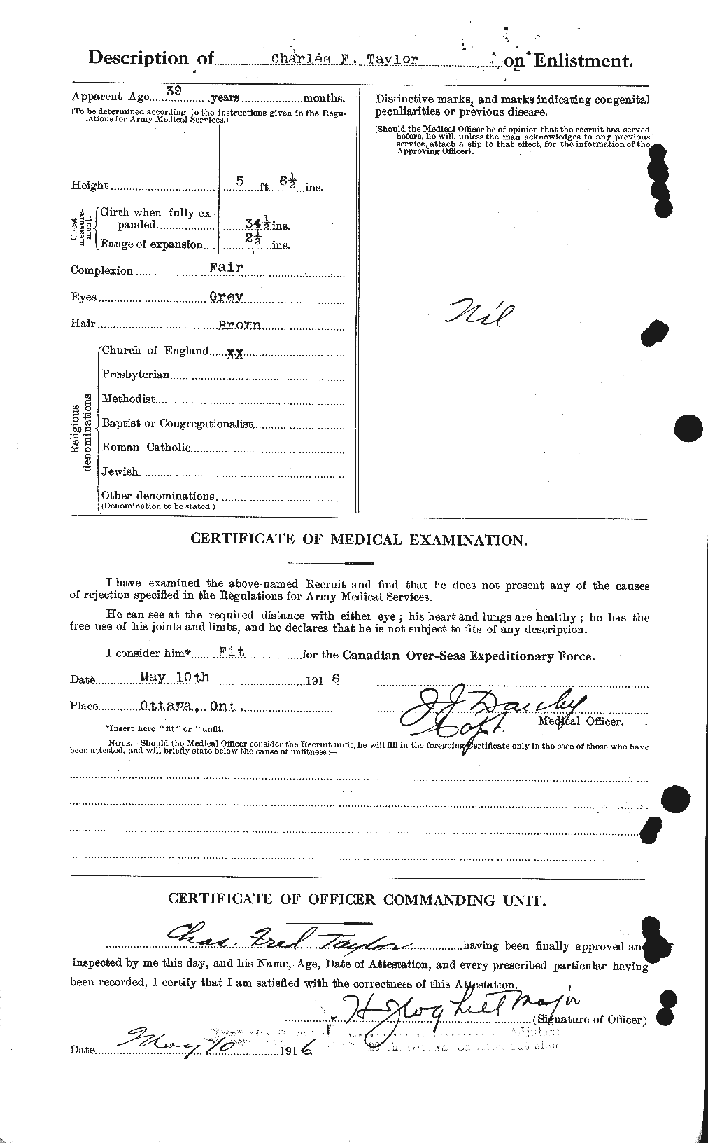 Dossiers du Personnel de la Première Guerre mondiale - CEC 626841b
