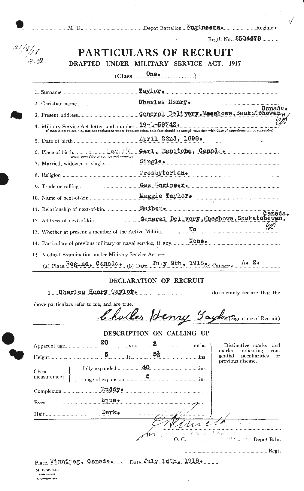 Personnel Records of the First World War - CEF 626850a
