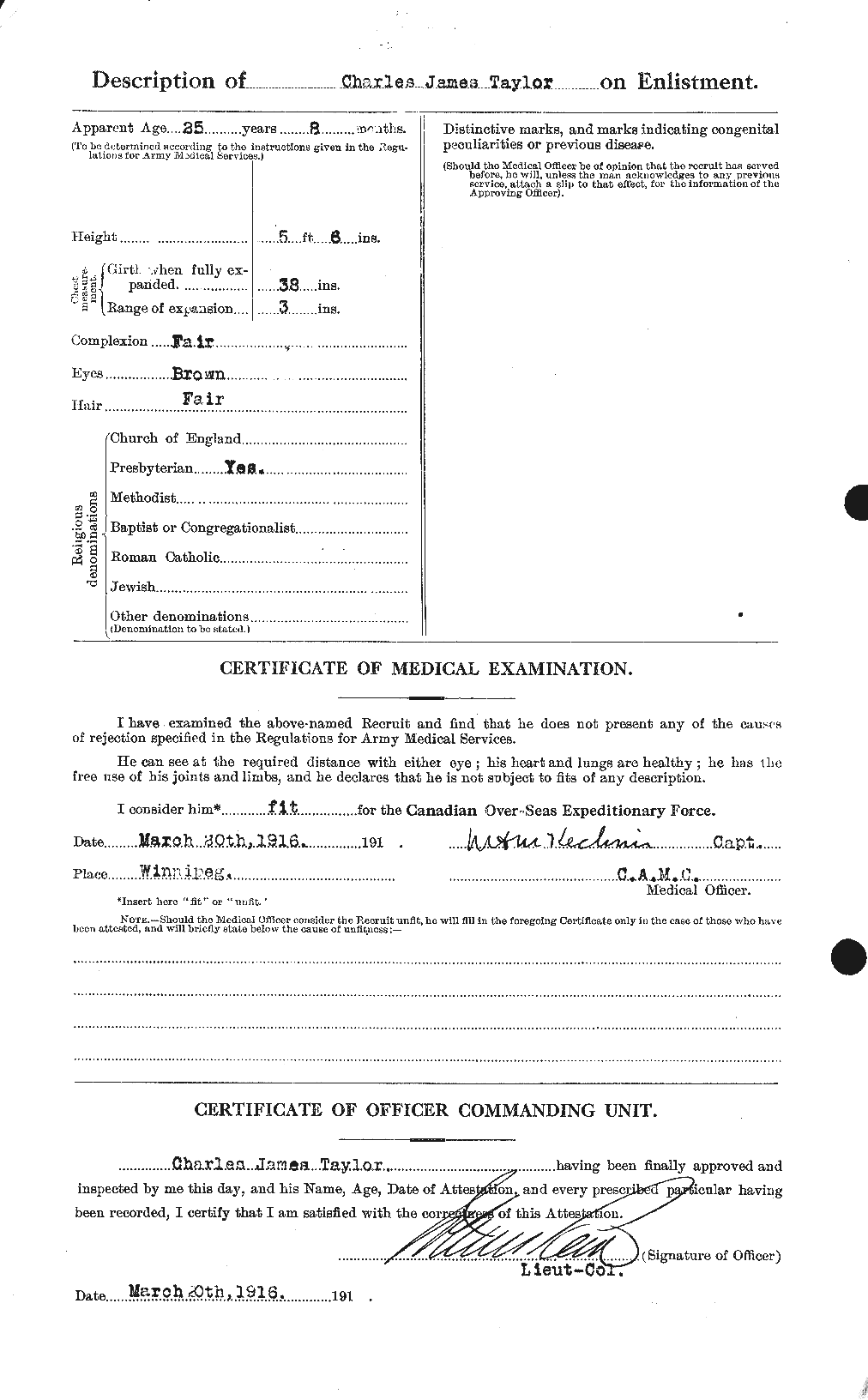Dossiers du Personnel de la Première Guerre mondiale - CEC 626860b