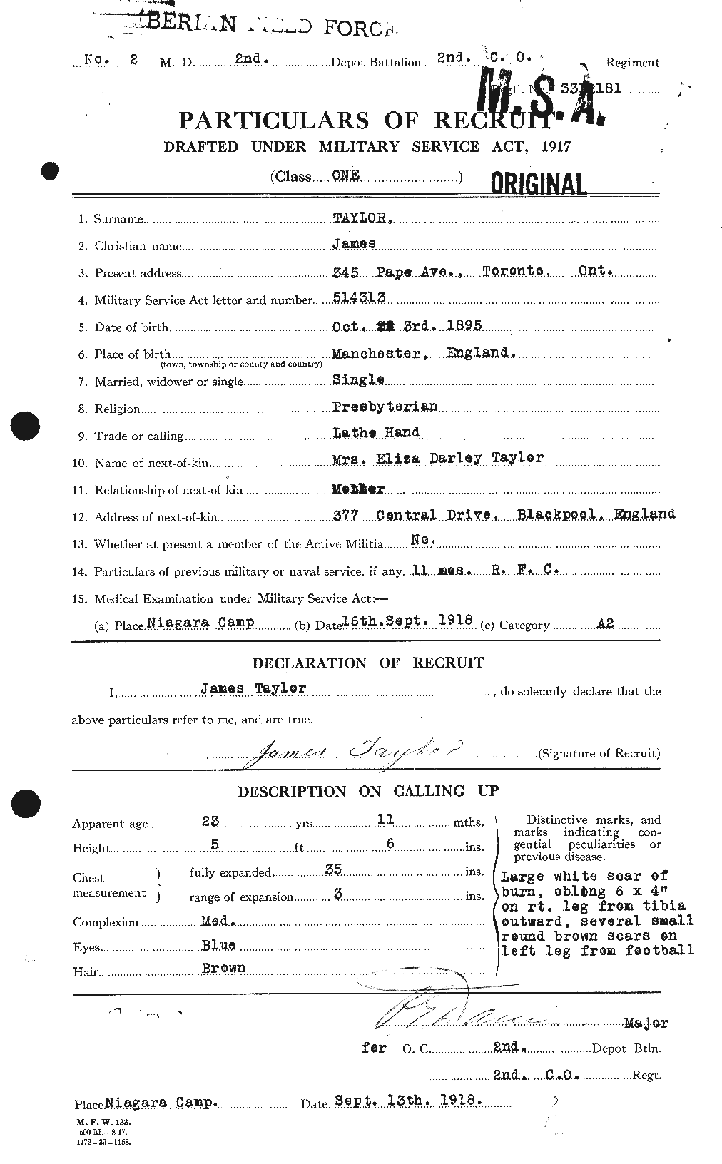 Dossiers du Personnel de la Première Guerre mondiale - CEC 626893a