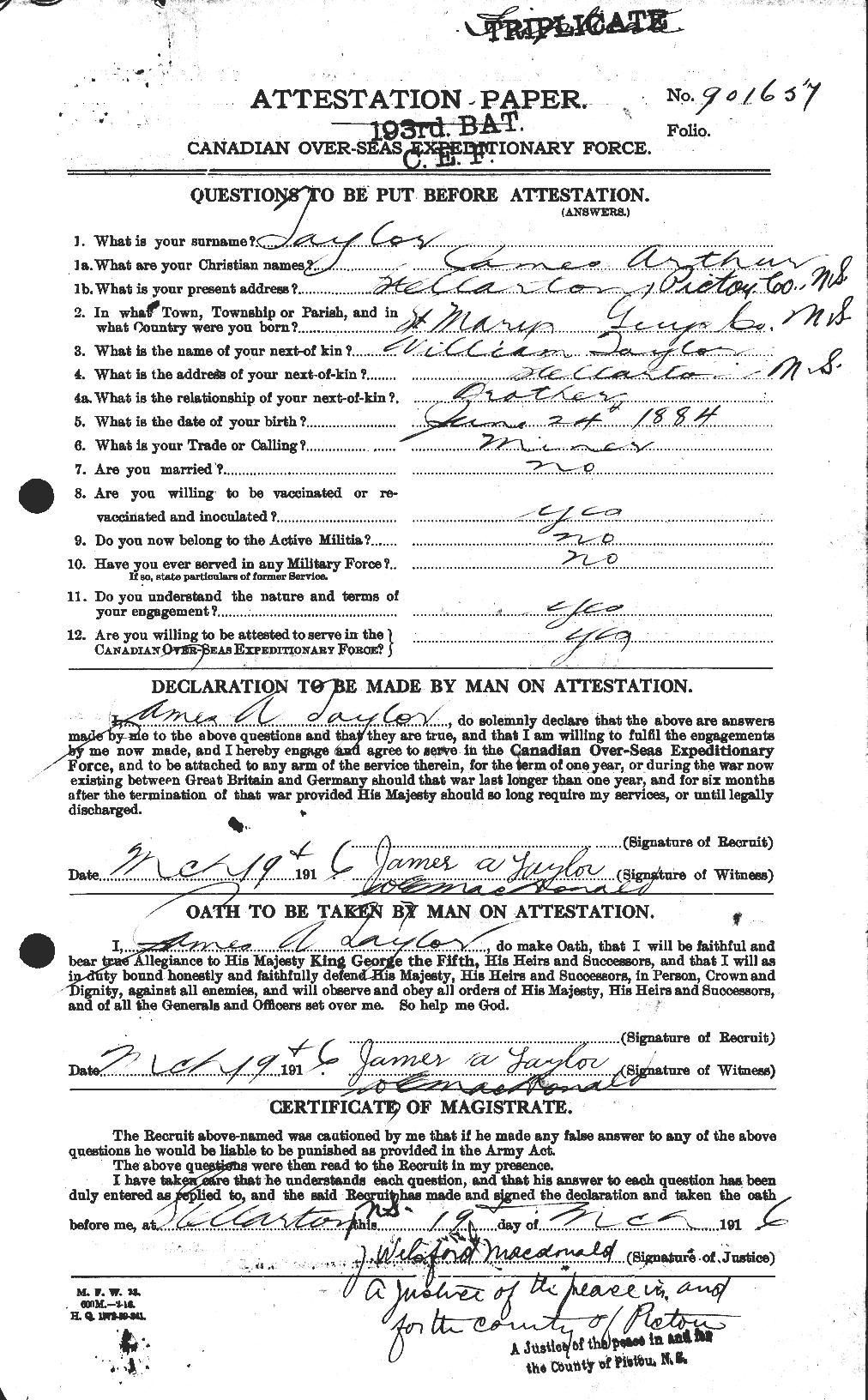 Personnel Records of the First World War - CEF 626906a