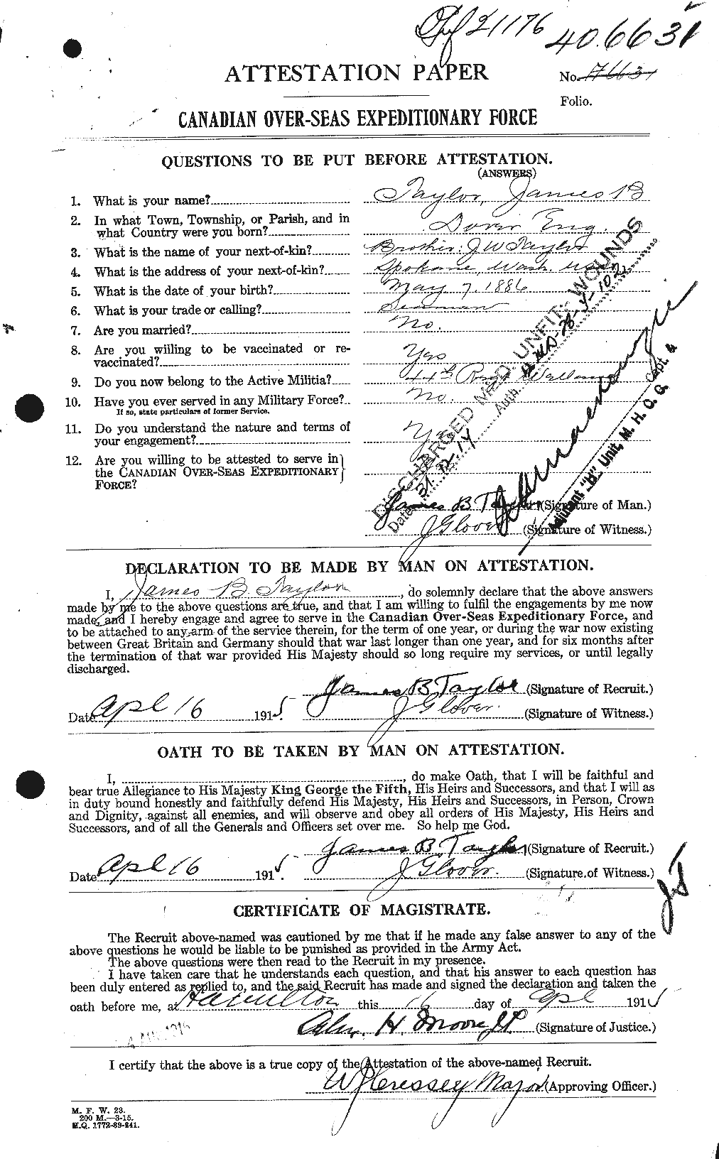 Personnel Records of the First World War - CEF 626907a