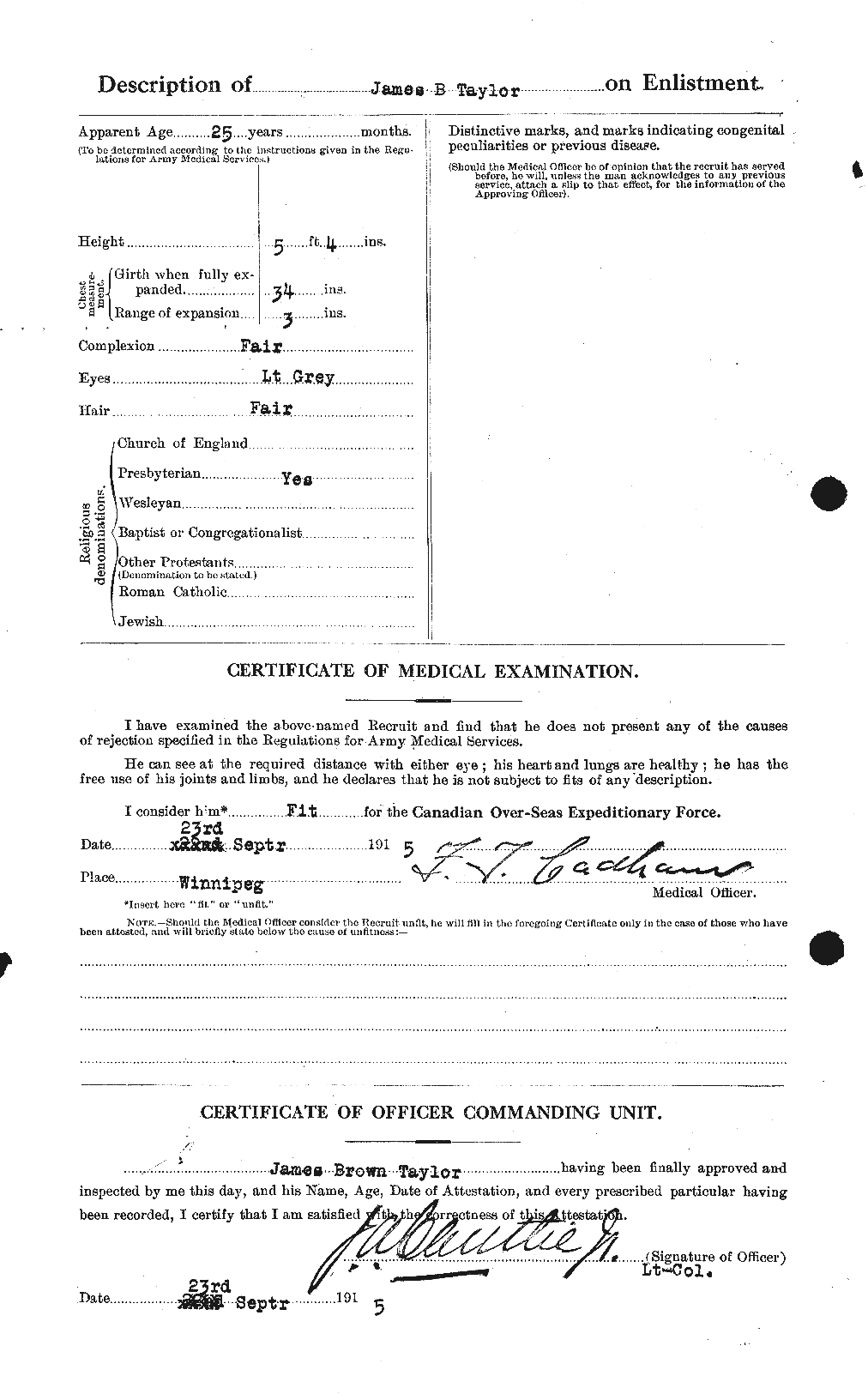Dossiers du Personnel de la Première Guerre mondiale - CEC 626908b