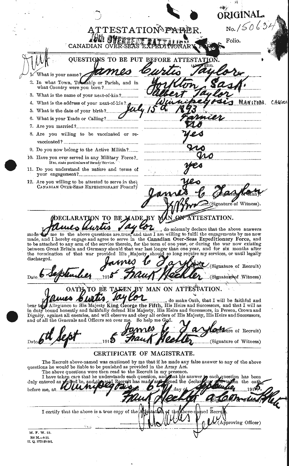 Personnel Records of the First World War - CEF 626911a