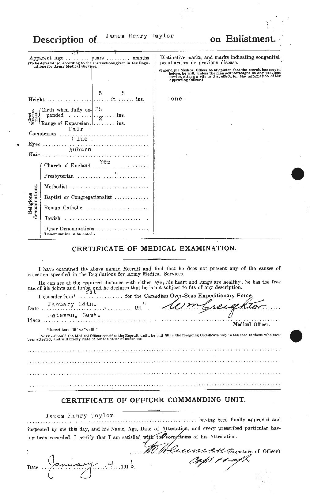 Dossiers du Personnel de la Première Guerre mondiale - CEC 626929b