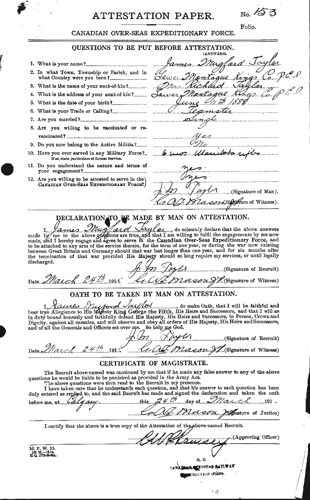 Personnel Records of the First World War - CEF 626943a