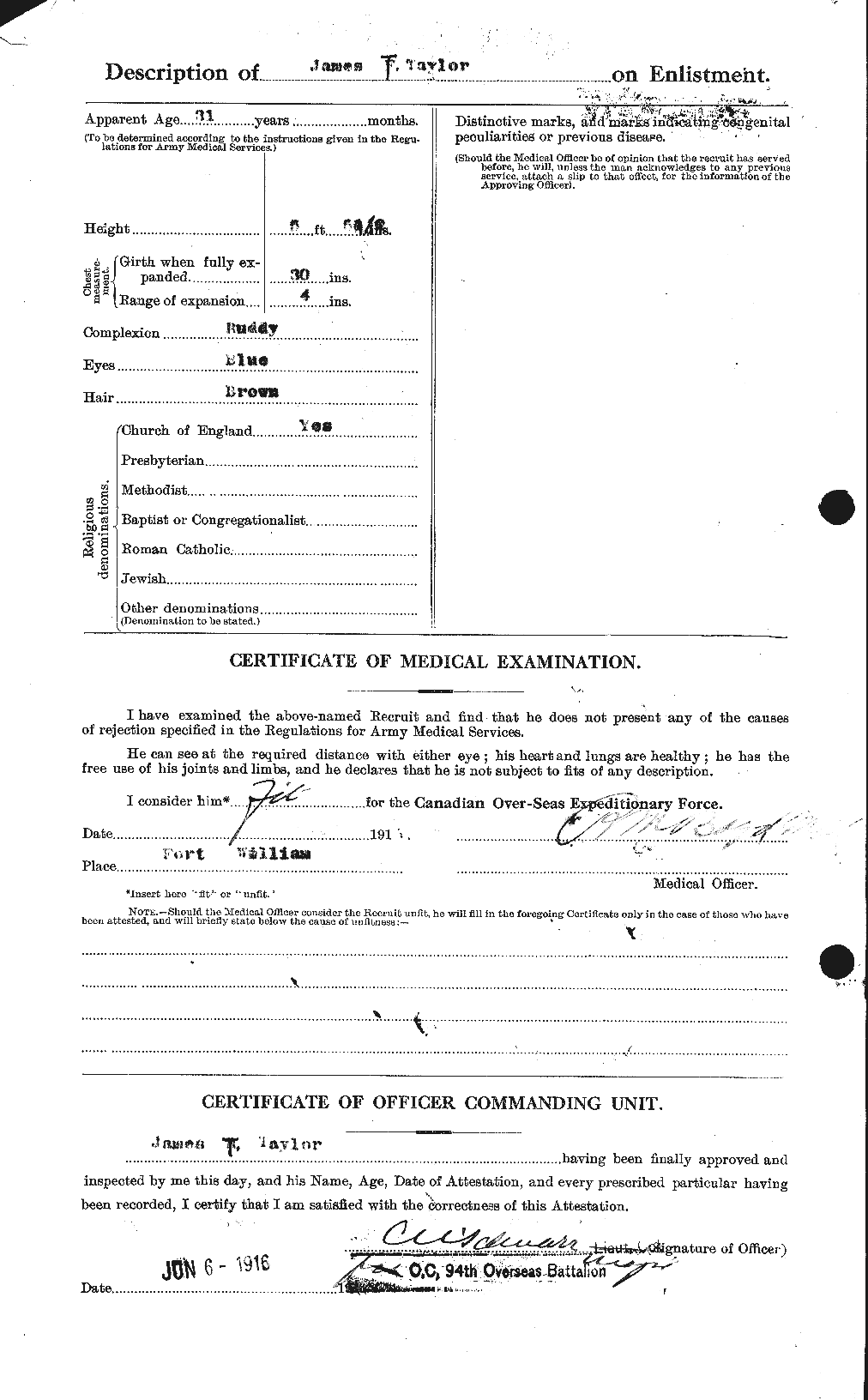 Dossiers du Personnel de la Première Guerre mondiale - CEC 626960b