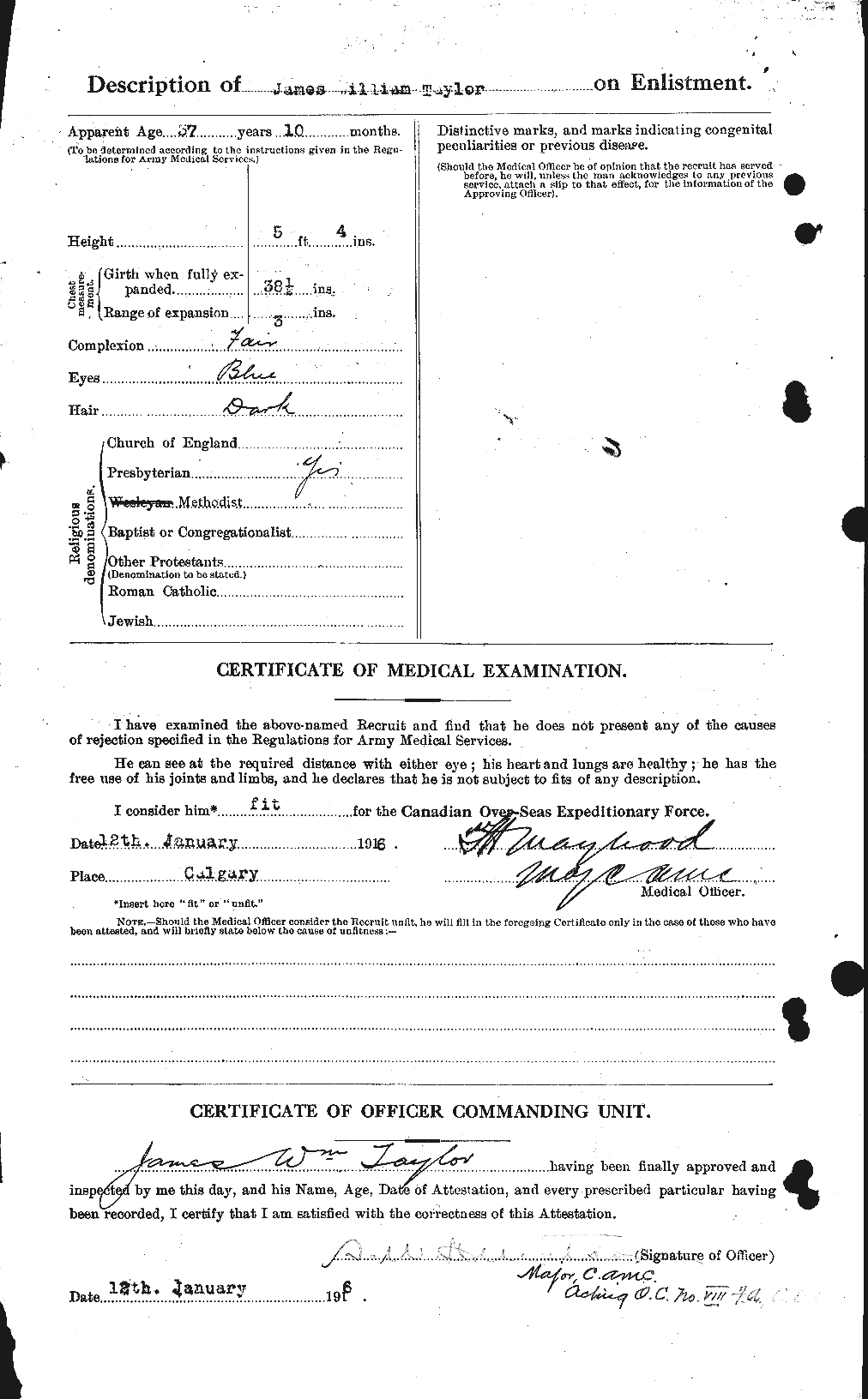 Dossiers du Personnel de la Première Guerre mondiale - CEC 626964b