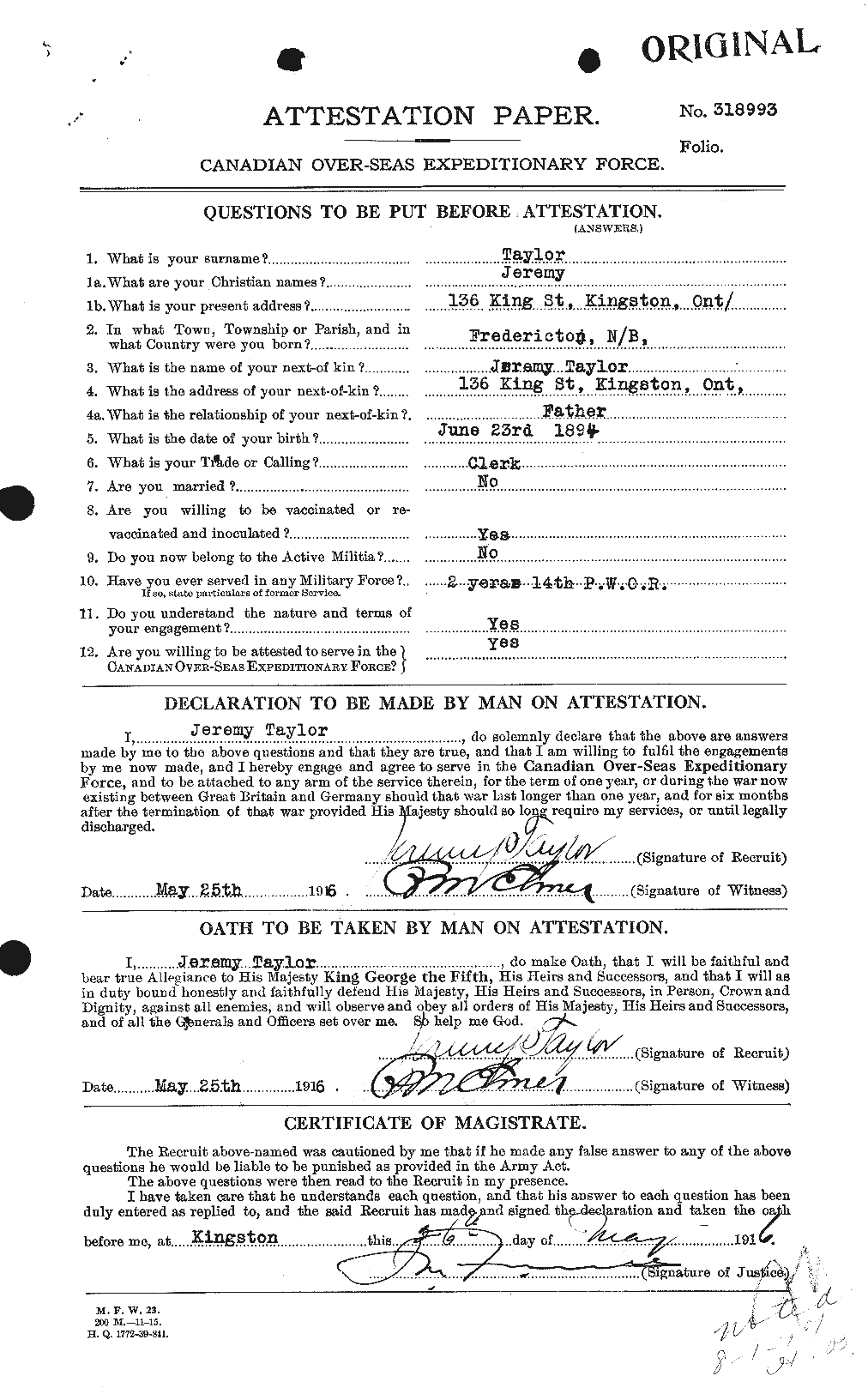 Personnel Records of the First World War - CEF 626969a