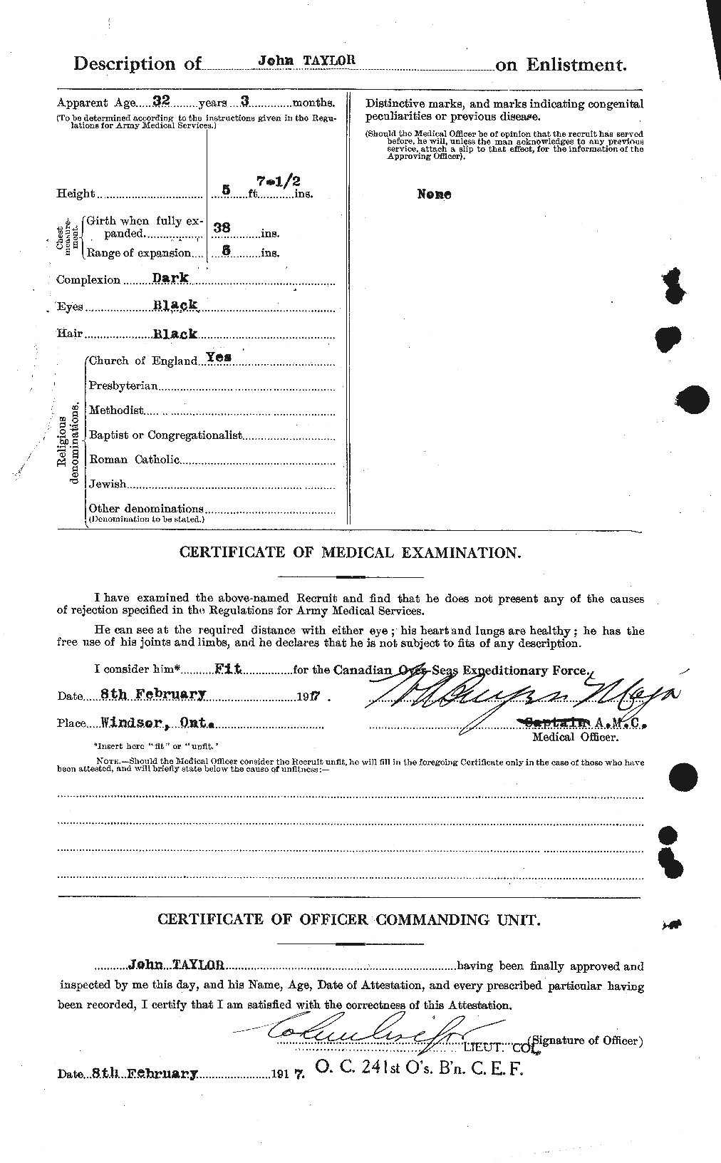 Dossiers du Personnel de la Première Guerre mondiale - CEC 626974b