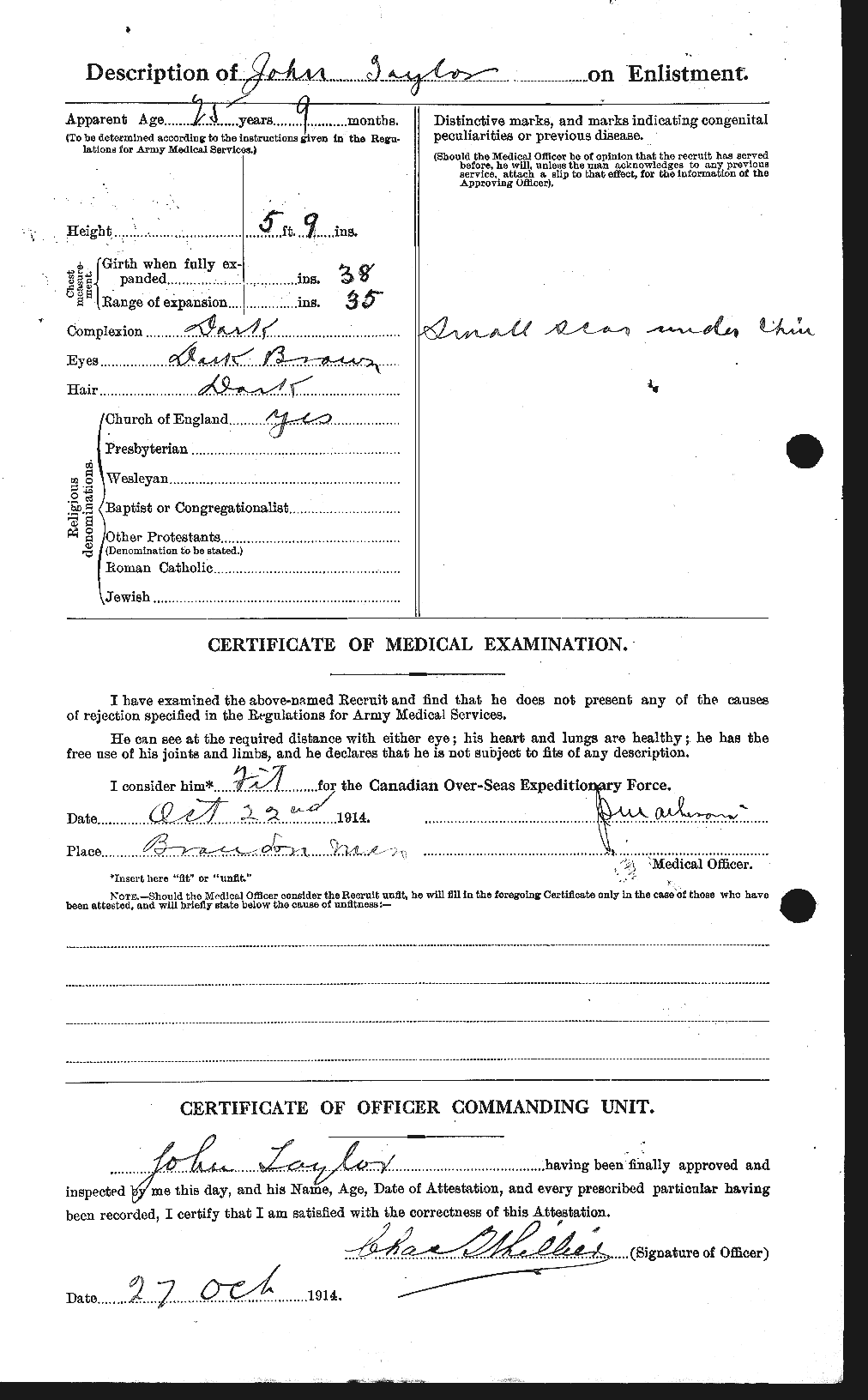 Dossiers du Personnel de la Première Guerre mondiale - CEC 626979b