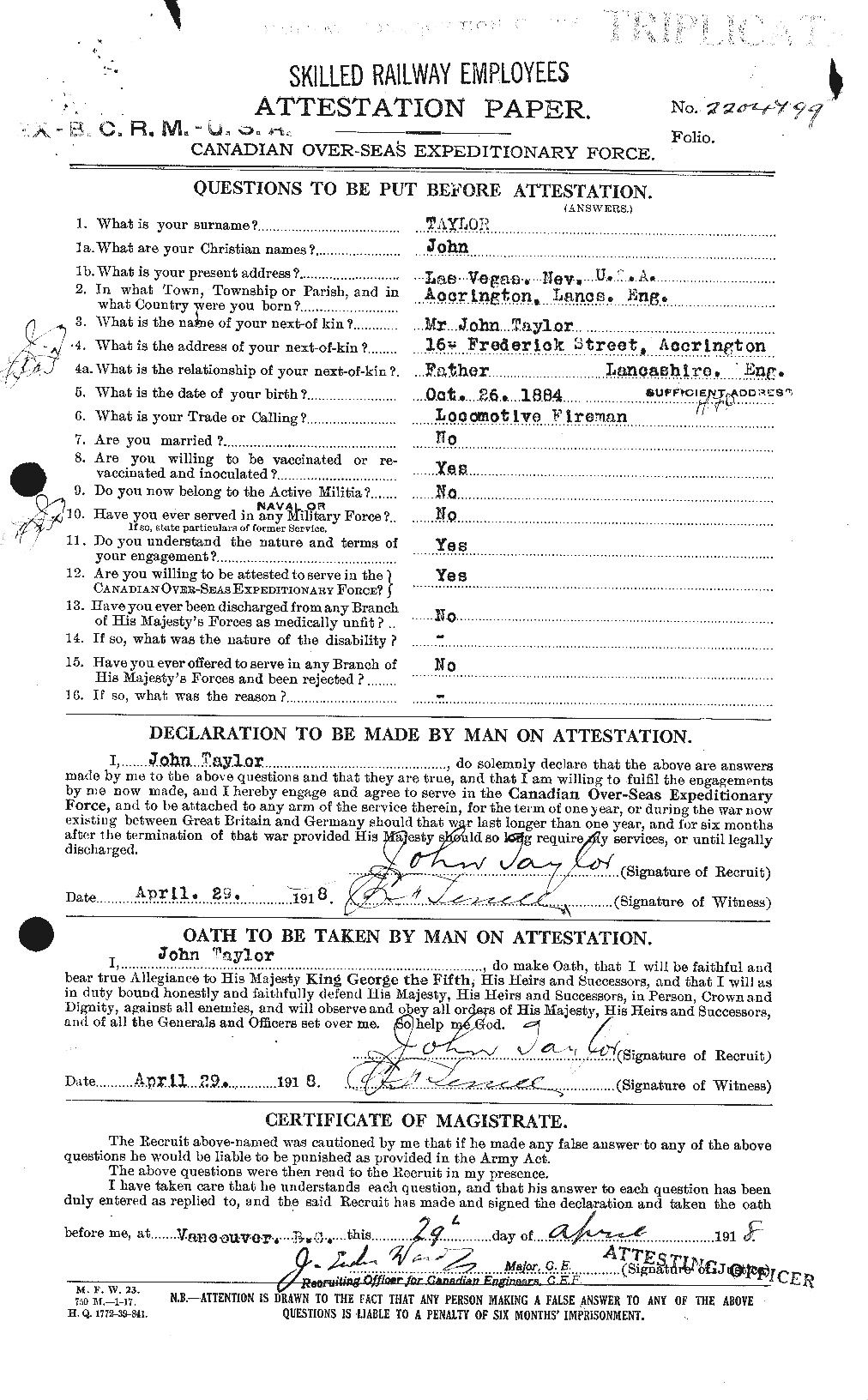 Personnel Records of the First World War - CEF 626980a
