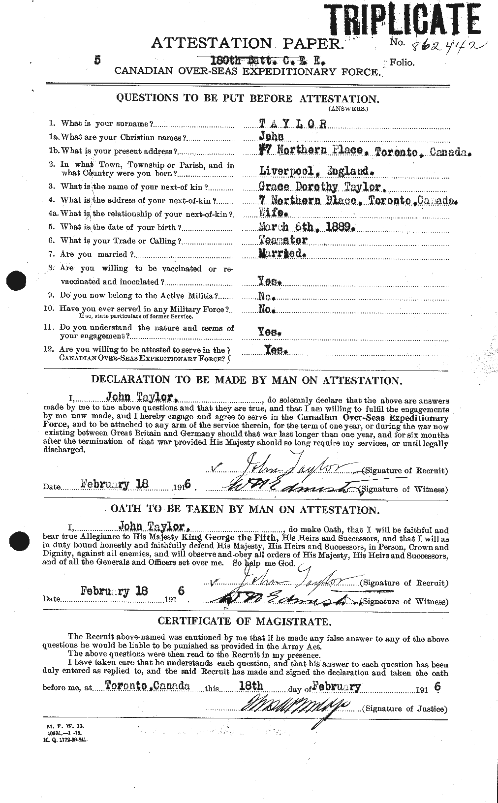 Personnel Records of the First World War - CEF 626984a