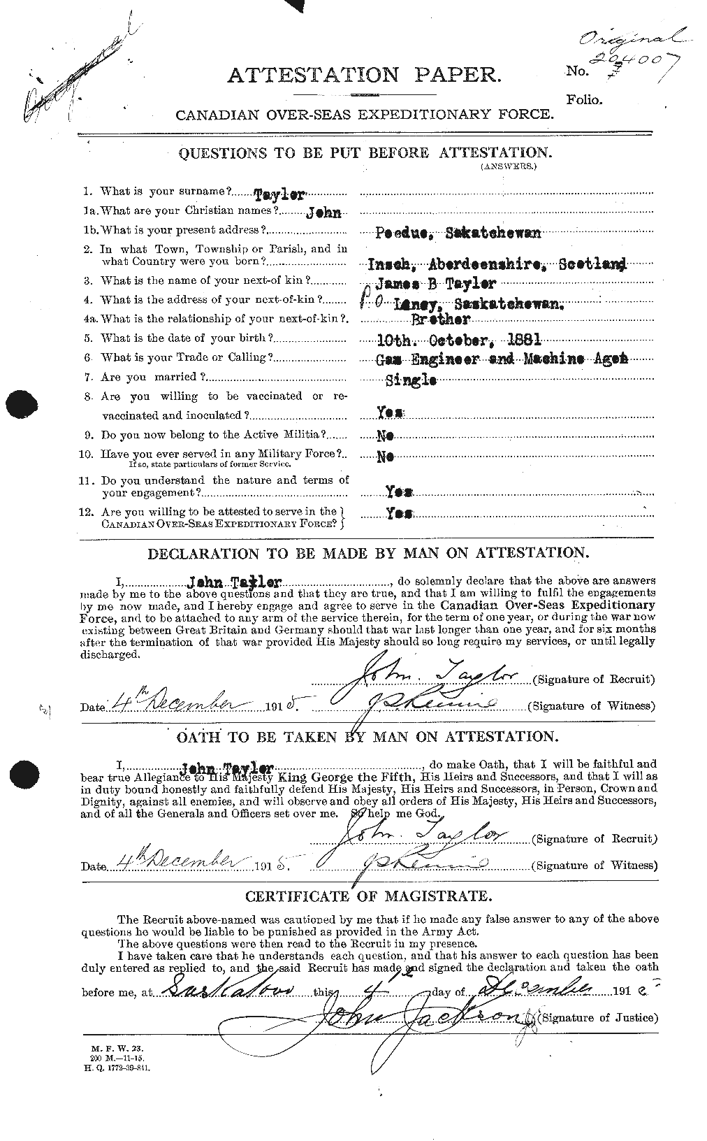 Personnel Records of the First World War - CEF 626992a