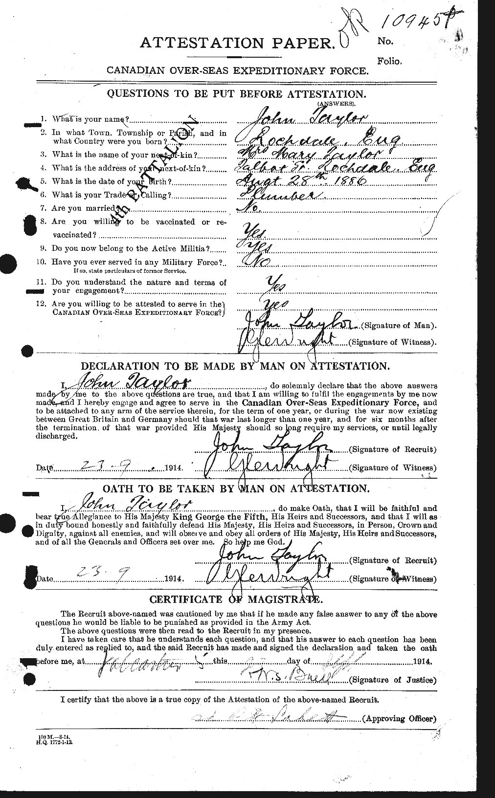 Personnel Records of the First World War - CEF 627007a