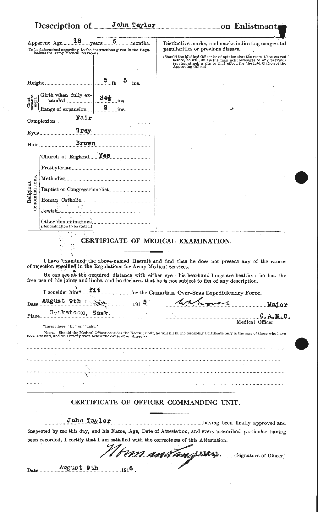 Dossiers du Personnel de la Première Guerre mondiale - CEC 627010b