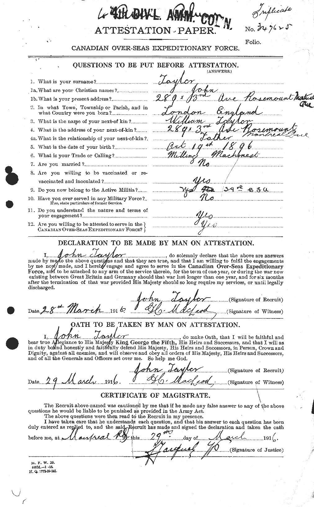 Personnel Records of the First World War - CEF 627014a
