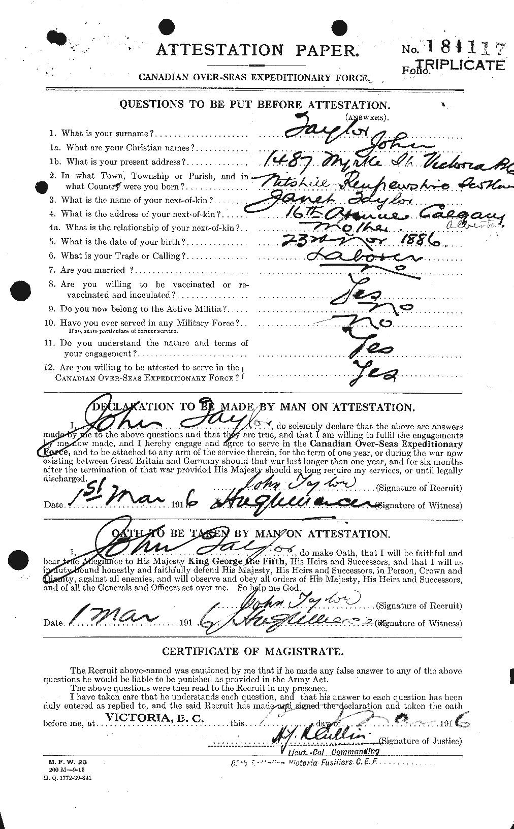 Personnel Records of the First World War - CEF 627015a