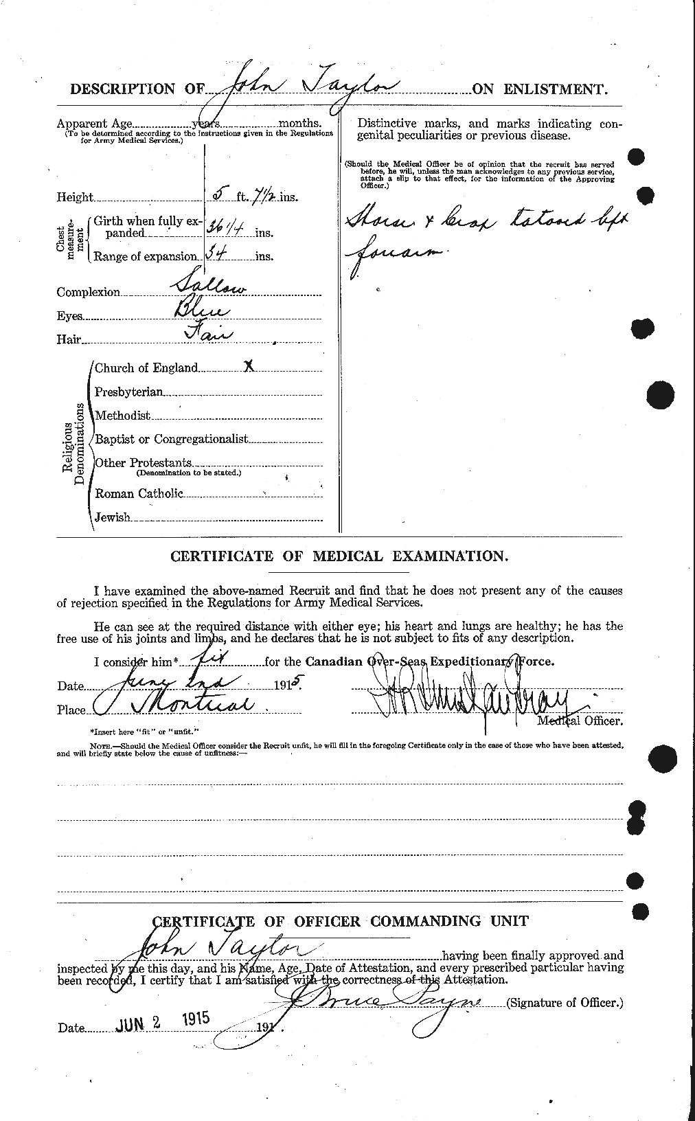 Dossiers du Personnel de la Première Guerre mondiale - CEC 627023b
