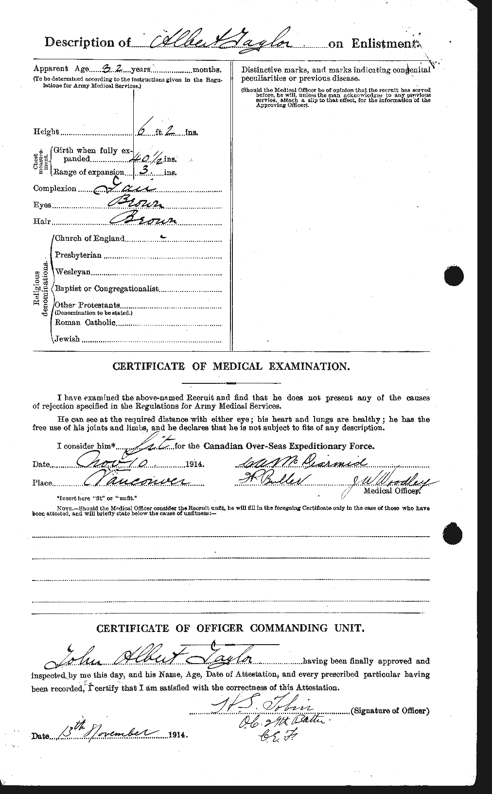 Dossiers du Personnel de la Première Guerre mondiale - CEC 627036b