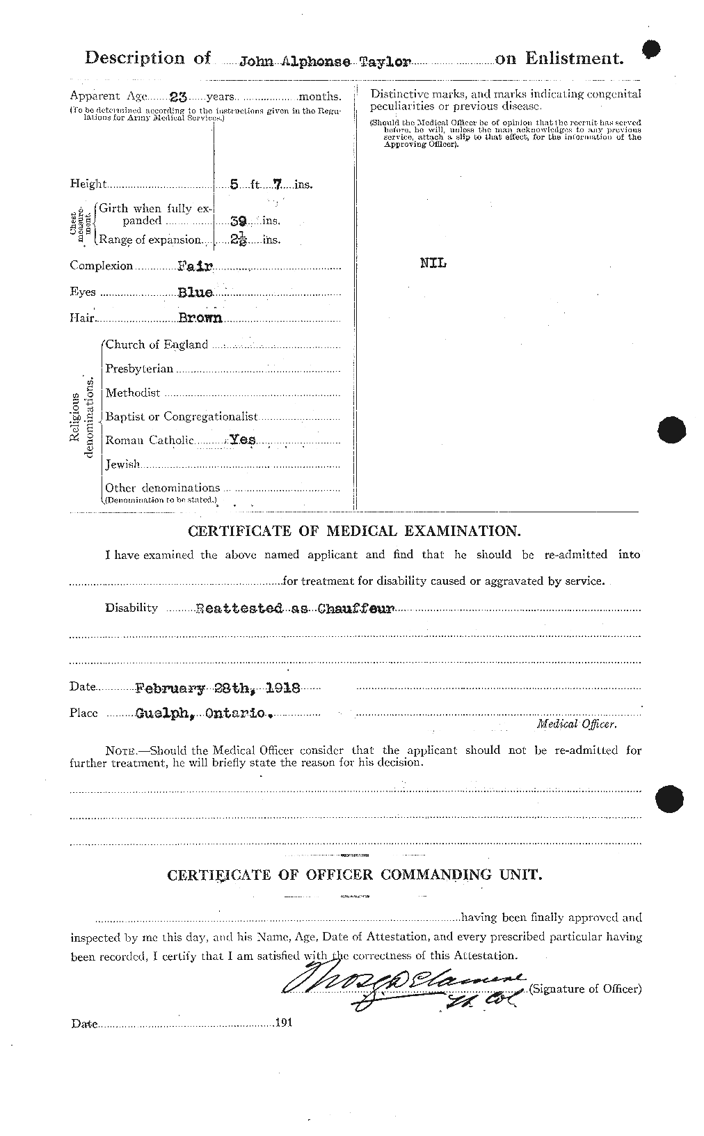 Dossiers du Personnel de la Première Guerre mondiale - CEC 627047b