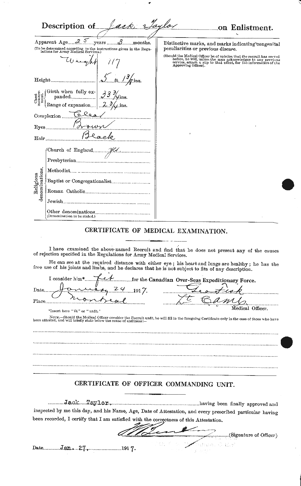Dossiers du Personnel de la Première Guerre mondiale - CEC 627050b