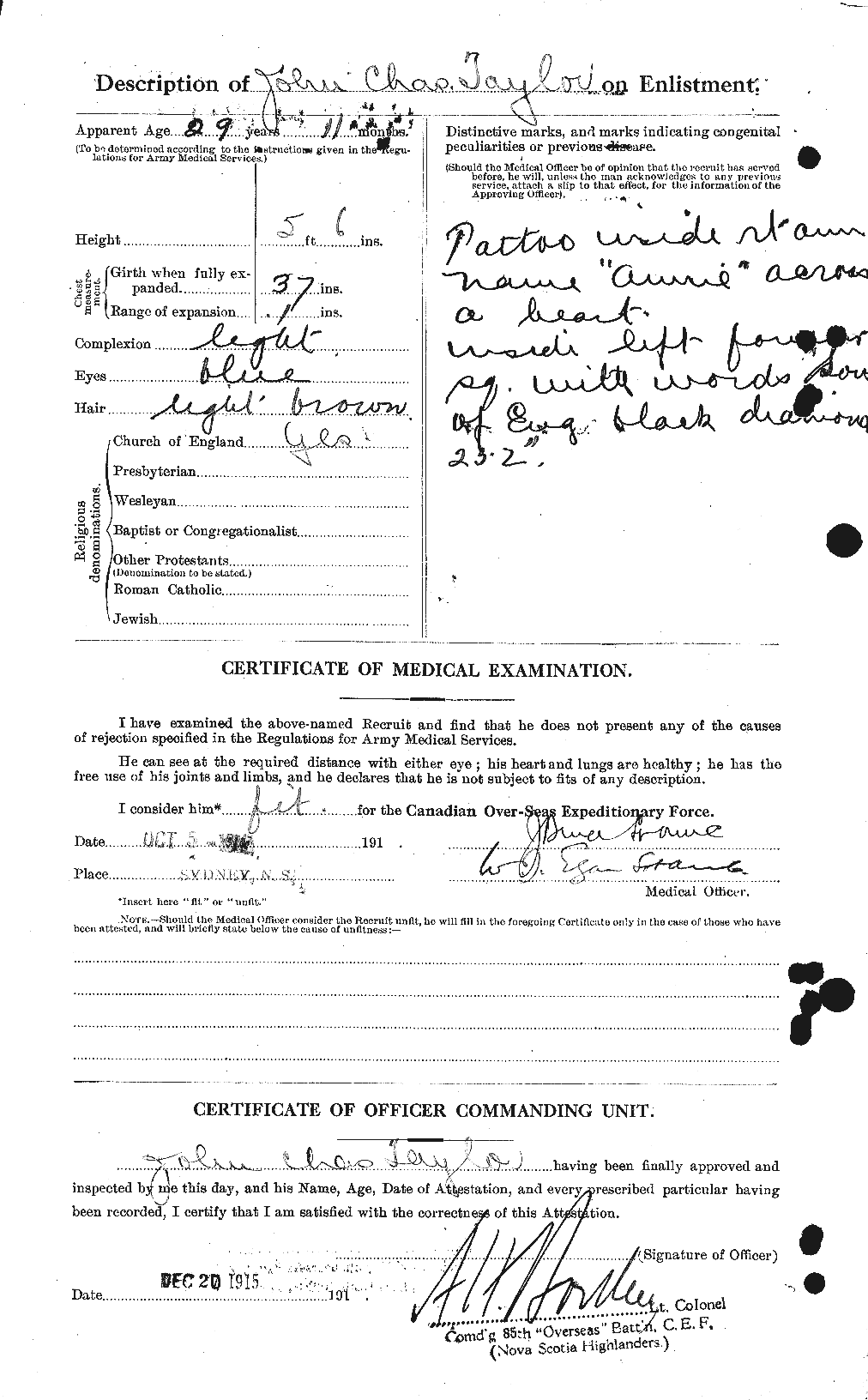 Dossiers du Personnel de la Première Guerre mondiale - CEC 627057b
