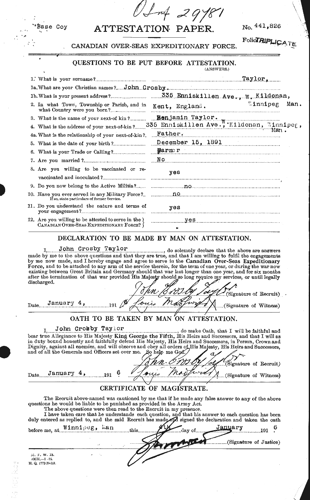 Personnel Records of the First World War - CEF 627063a