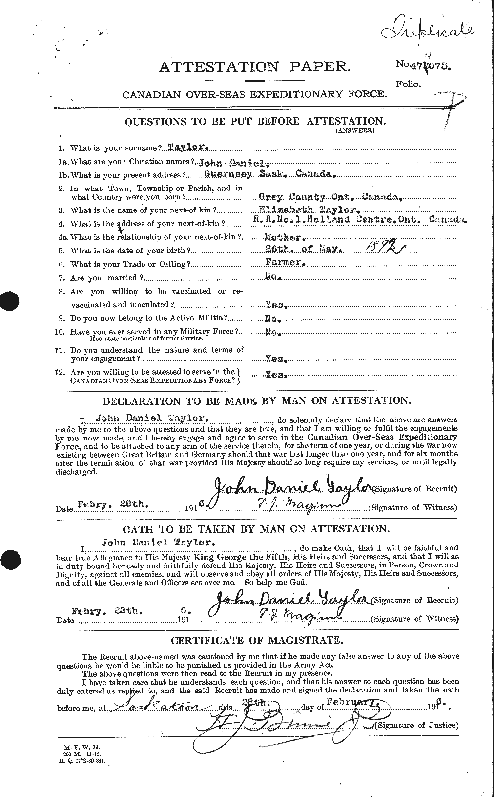 Personnel Records of the First World War - CEF 627065a