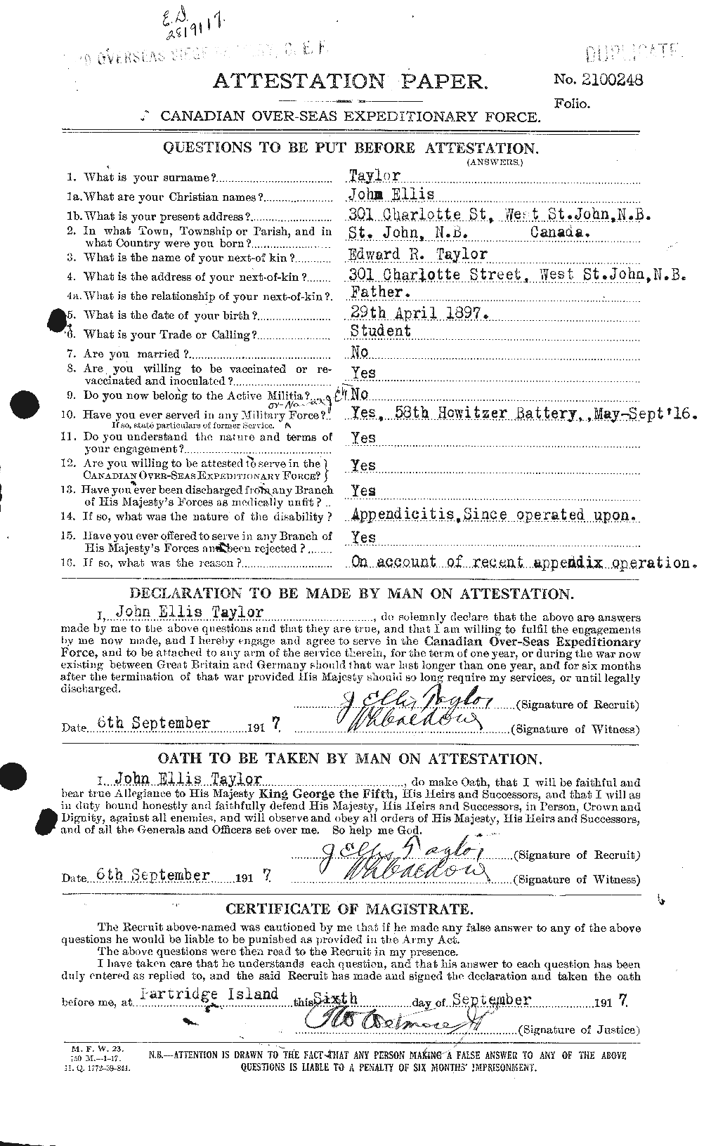 Personnel Records of the First World War - CEF 627085a