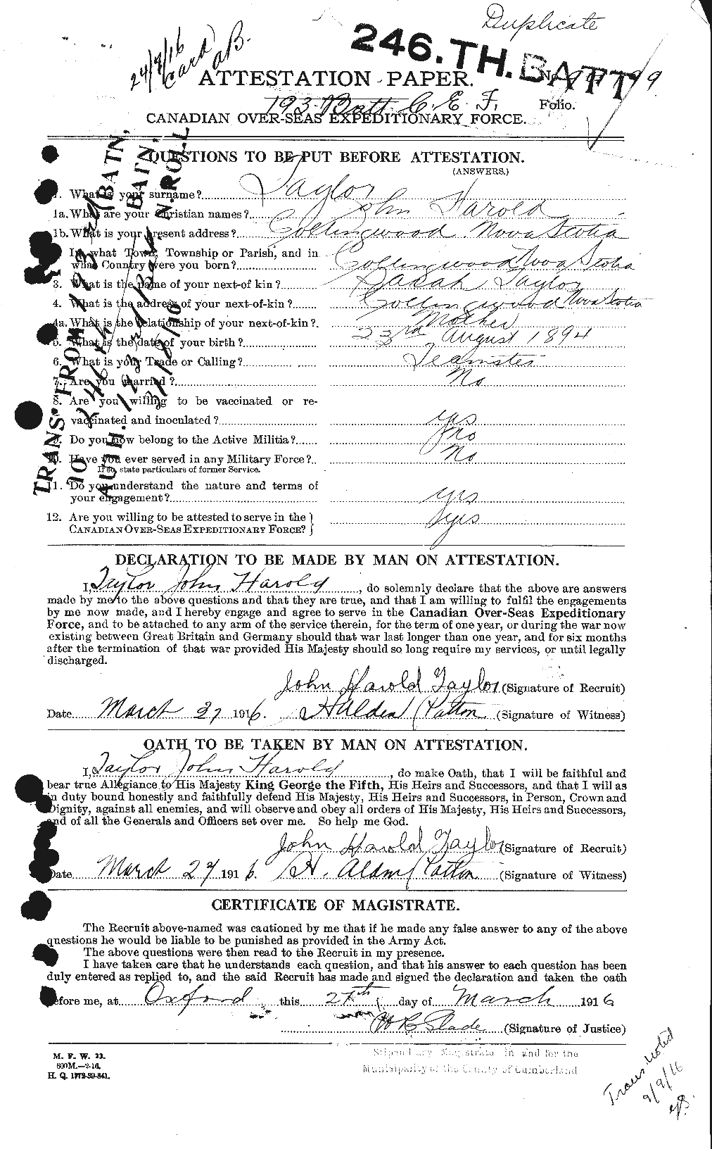 Personnel Records of the First World War - CEF 627105a
