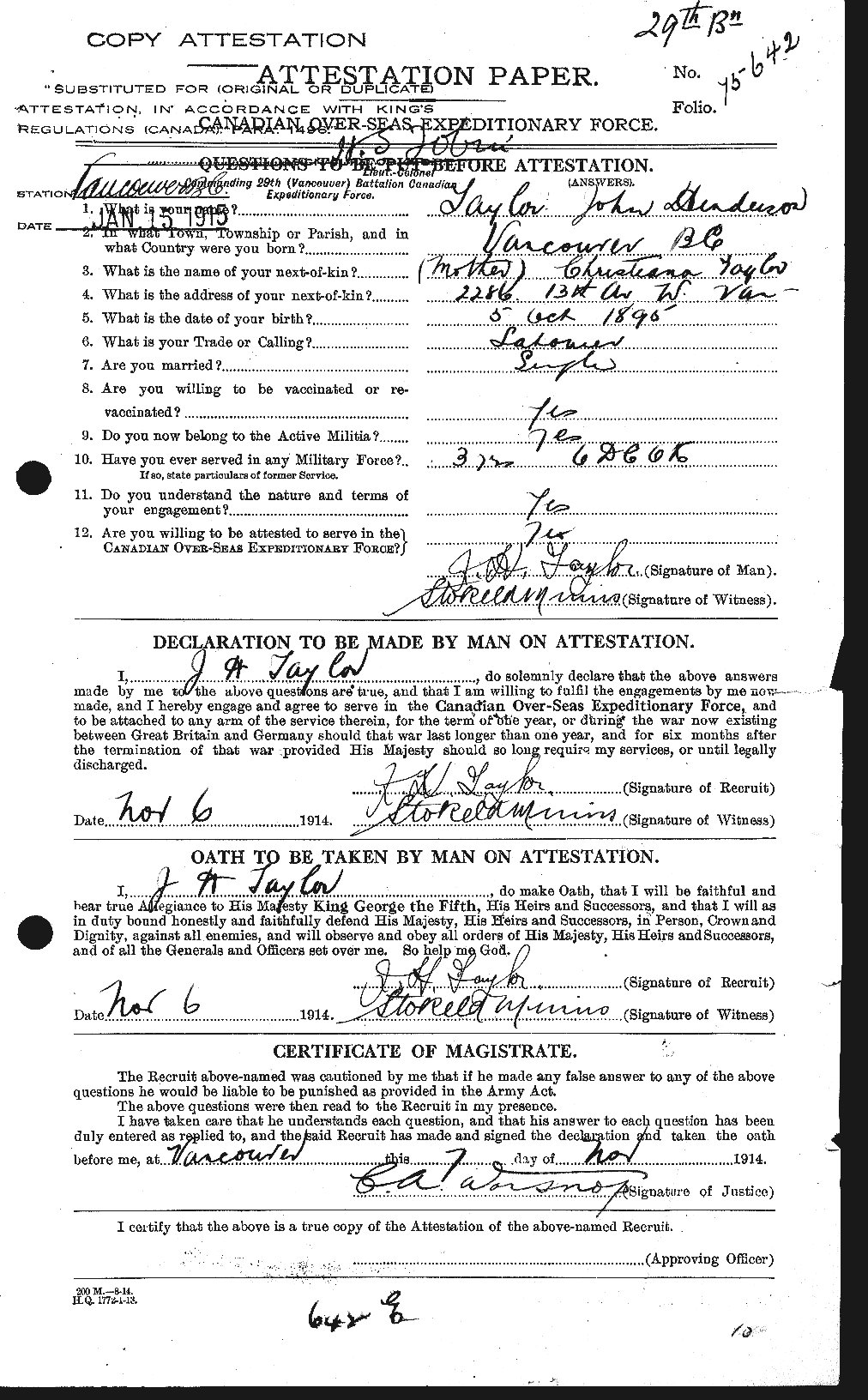 Personnel Records of the First World War - CEF 627109a