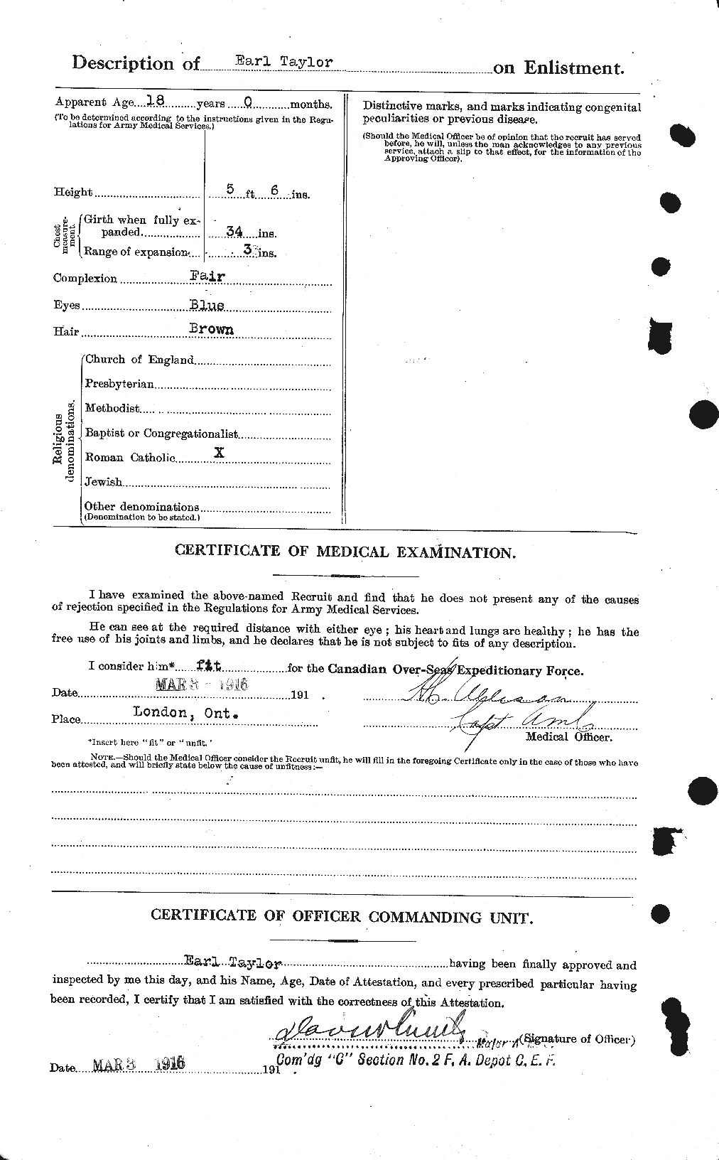 Dossiers du Personnel de la Première Guerre mondiale - CEC 627264b